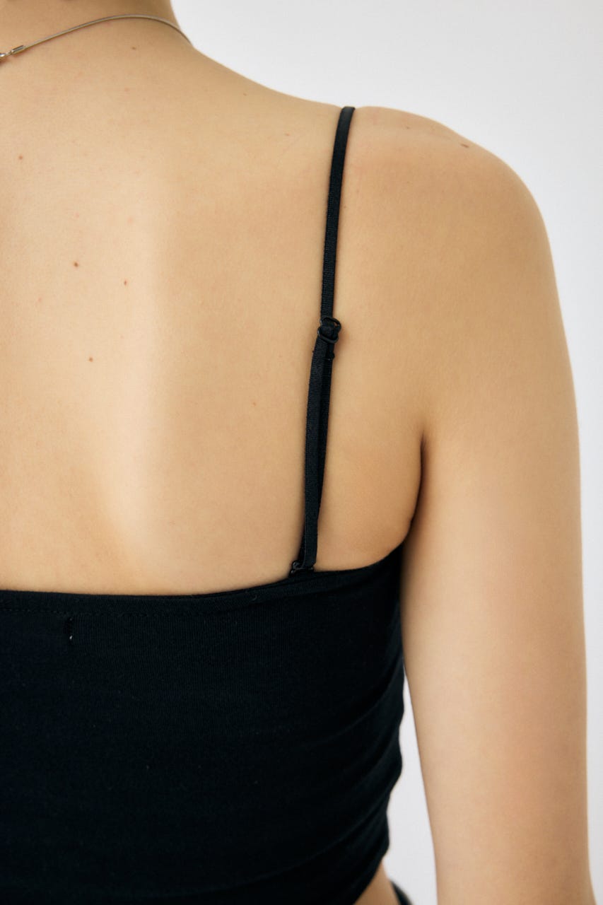 SQUARE NECK BARE キャミトップス BLK 0