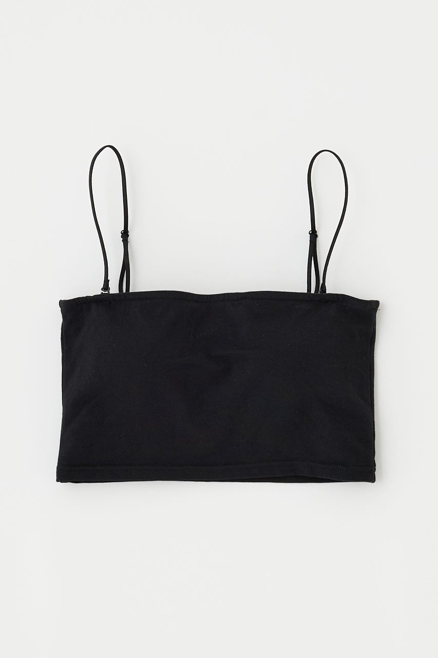 SQUARE NECK BARE キャミトップス BLK 0
