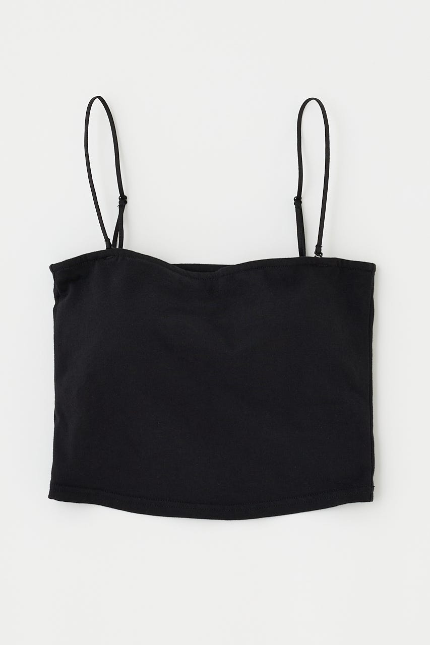 SQUARE NECK BARE キャミトップス BLK 0