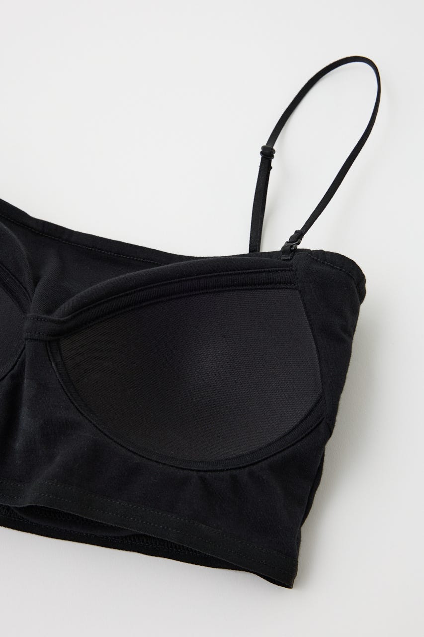 SQUARE NECK BARE キャミトップス BLK 0