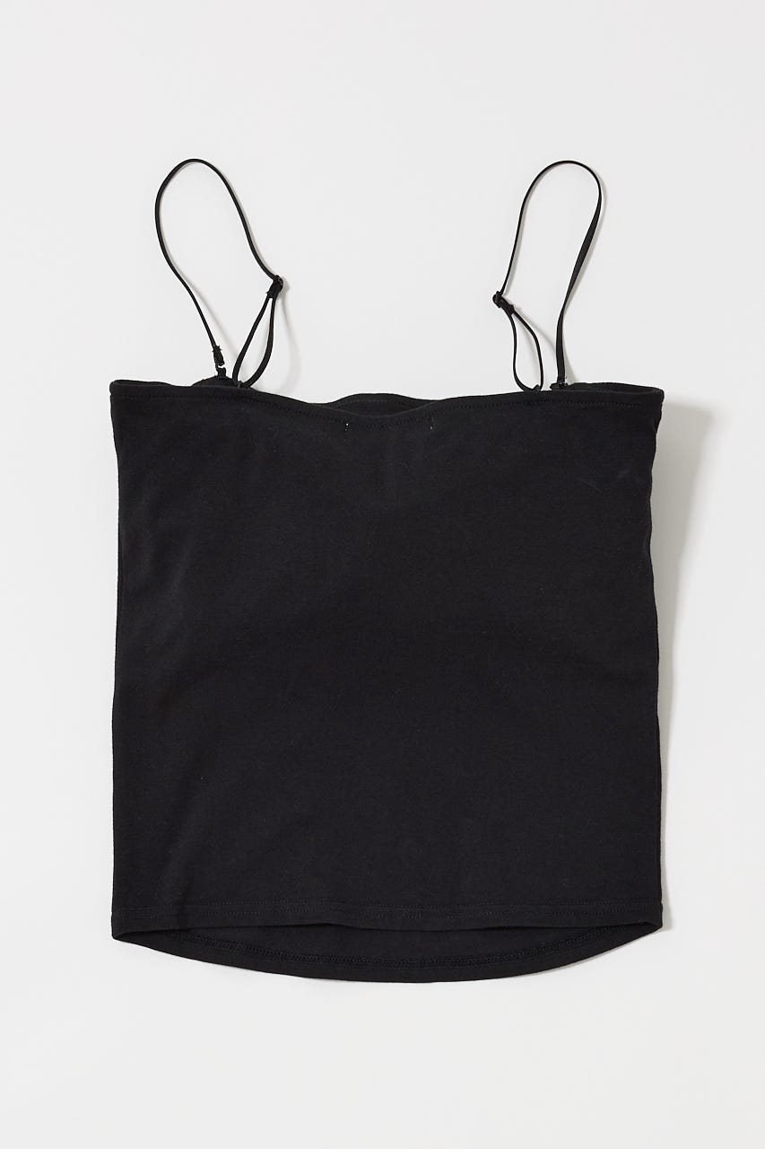 SQUARE NECK BARE キャミトップス BLK 0