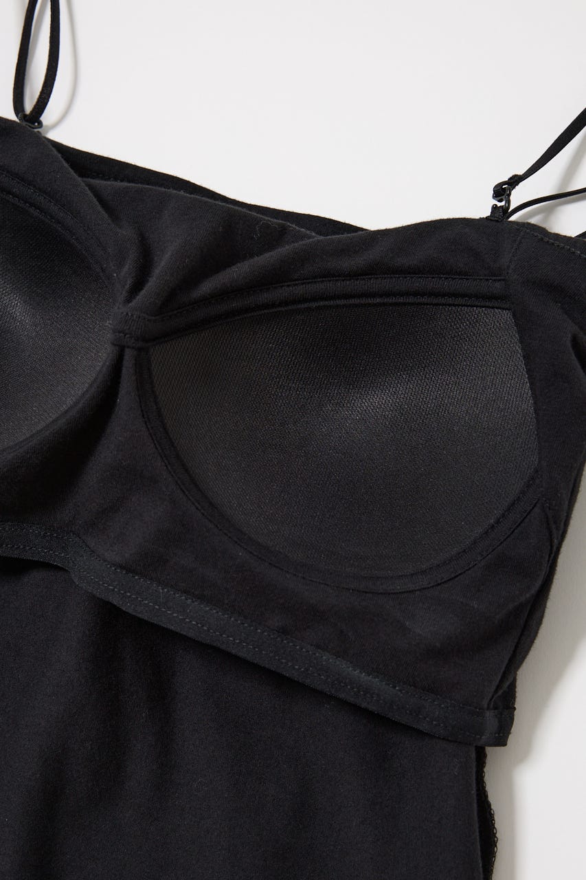 SQUARE NECK BARE キャミトップス BLK 0