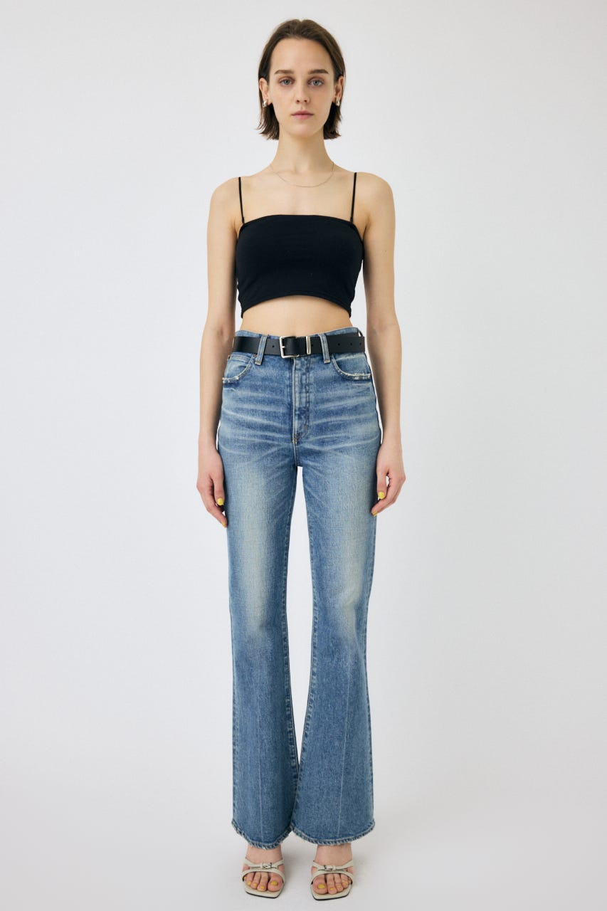 SQUARE NECK BARE キャミトップス BLK 0