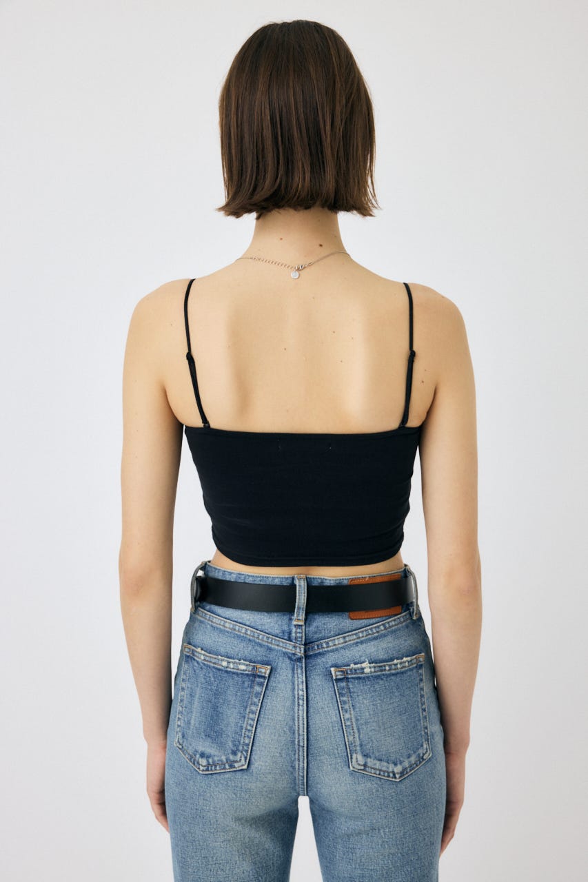 SQUARE NECK BARE キャミトップス BLK 0