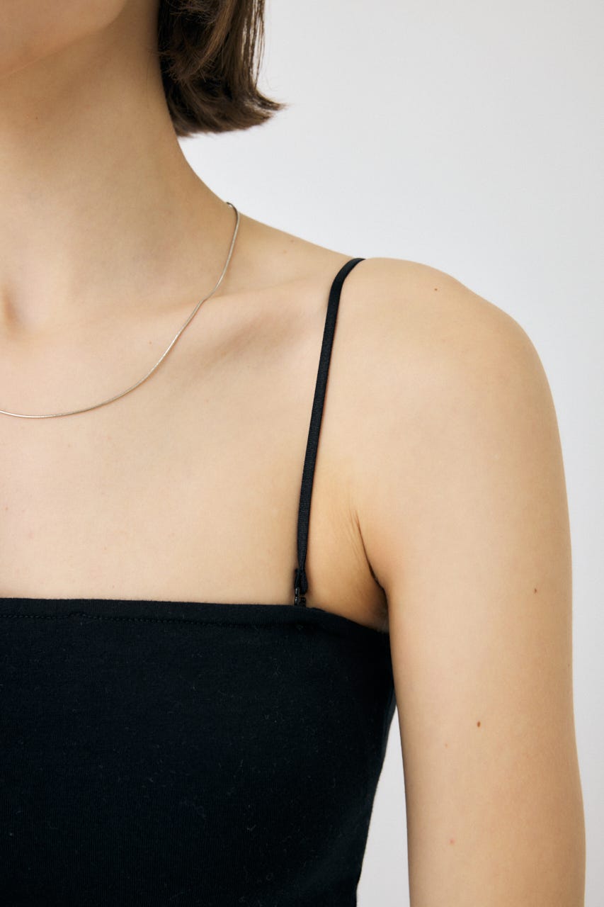 SQUARE NECK BARE キャミトップス BLK 0