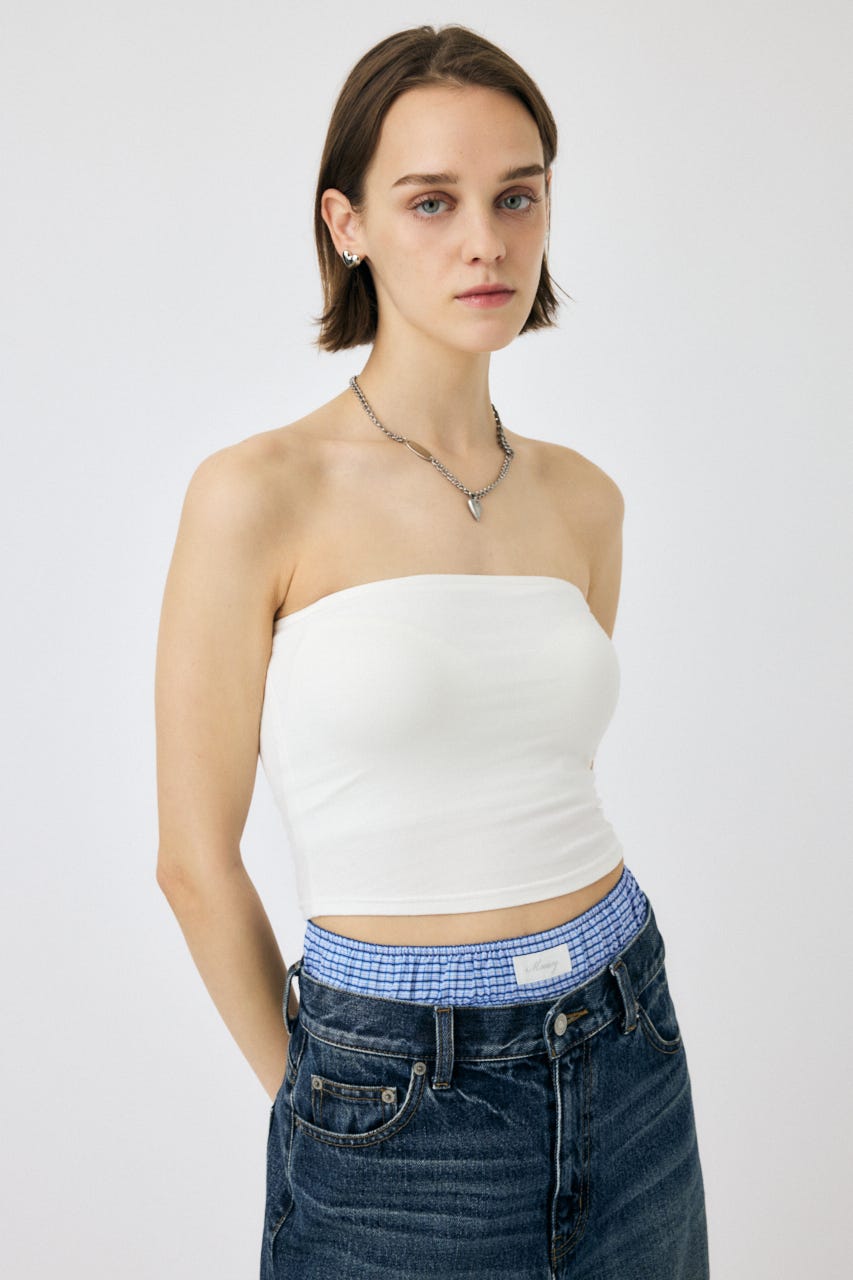 SQUARE NECK BARE キャミトップス WHT 1