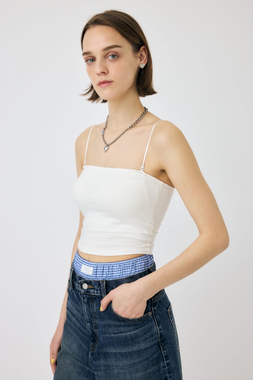 SQUARE NECK BARE キャミトップス WHT 1