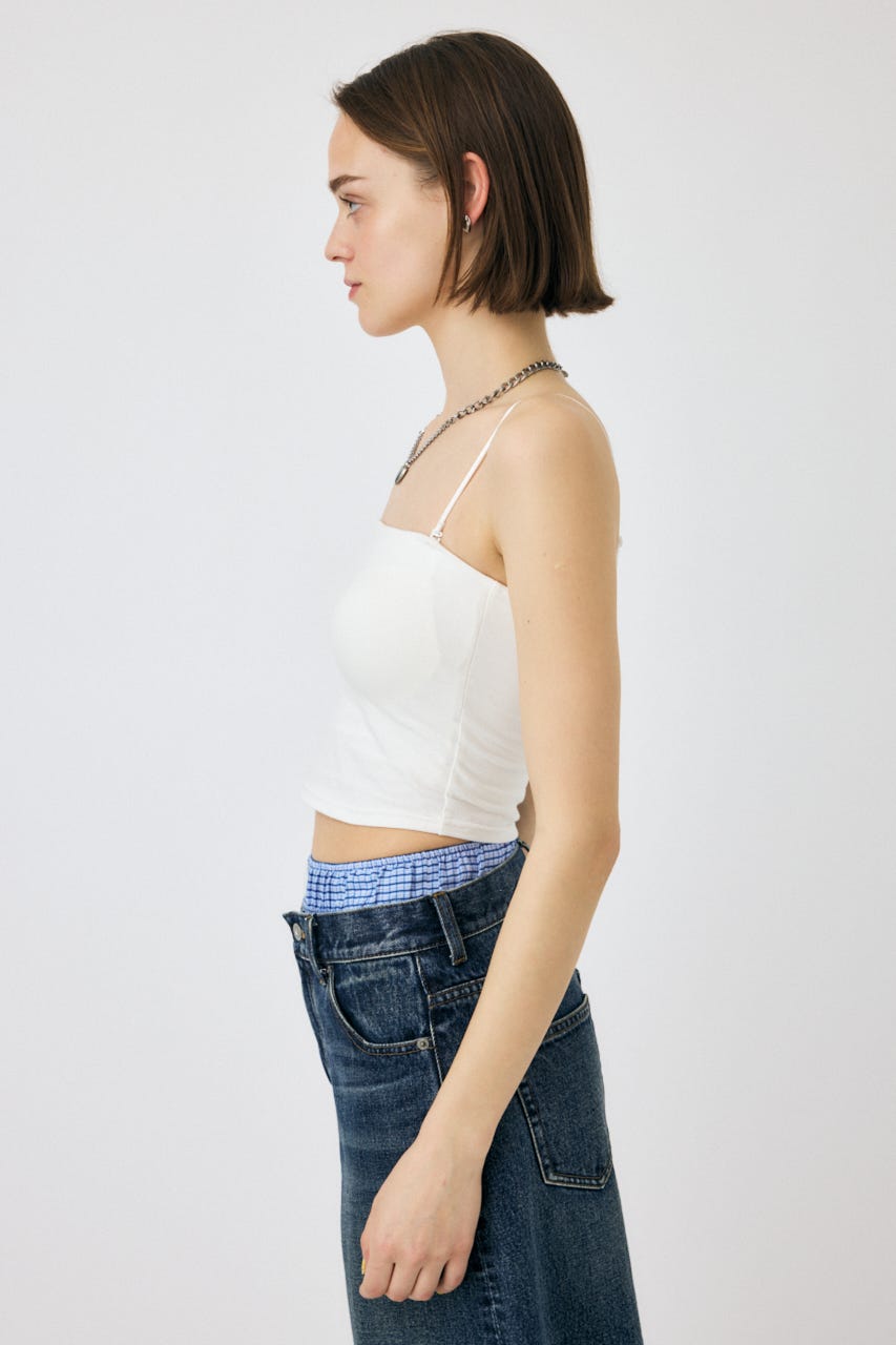 SQUARE NECK BARE キャミトップス WHT 1