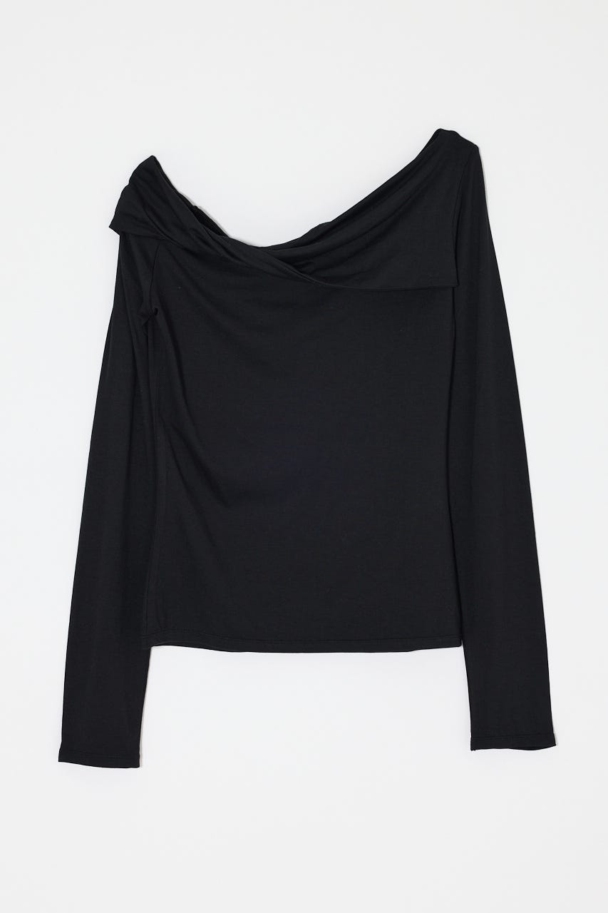 ASYMMETRY TWIST NECK トップス BLK FREE