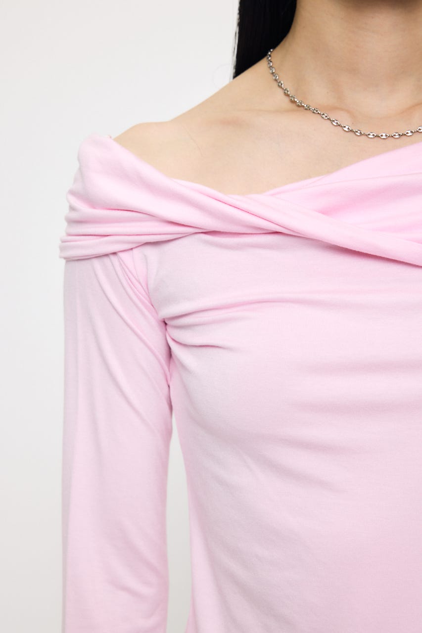 ASYMMETRY TWIST NECK トップス L/PNK FREE