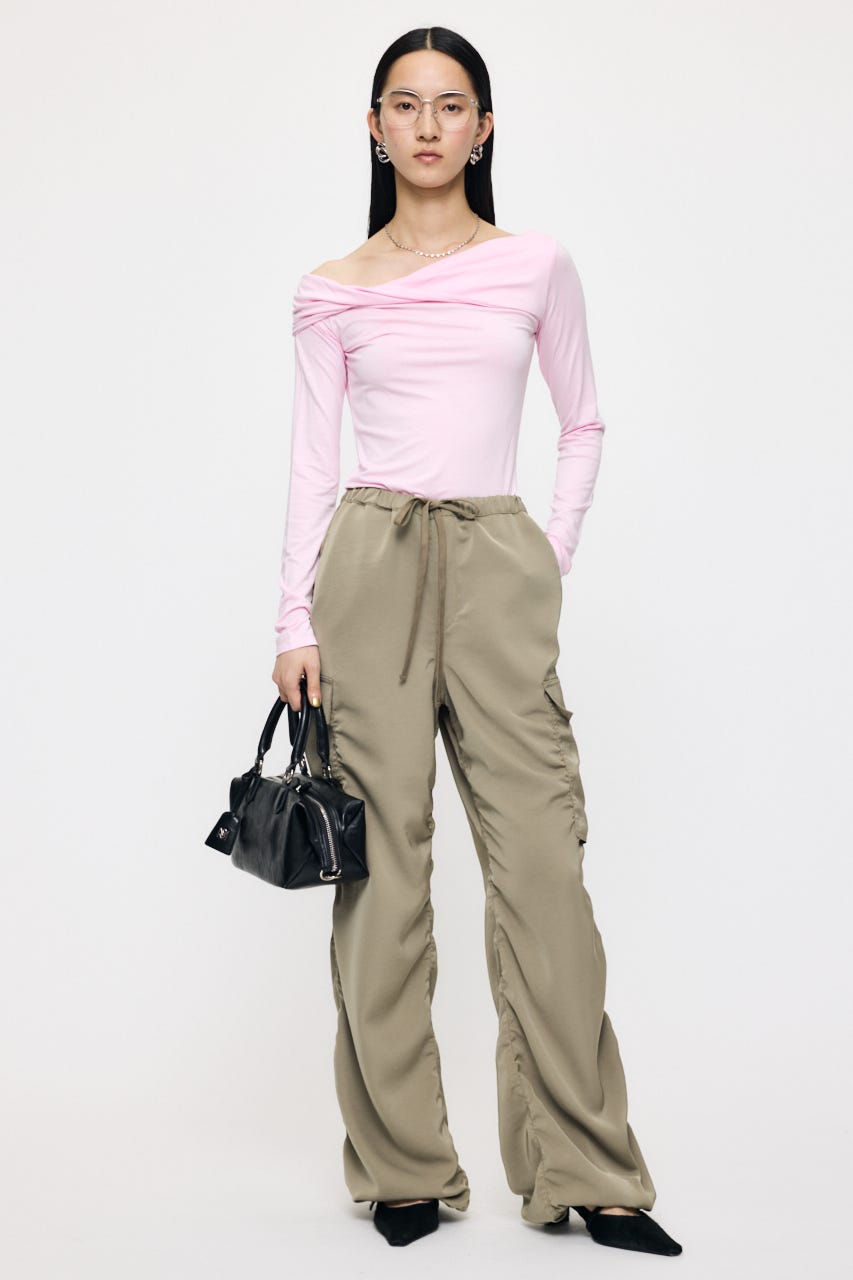 ASYMMETRY TWIST NECK トップス L/PNK FREE