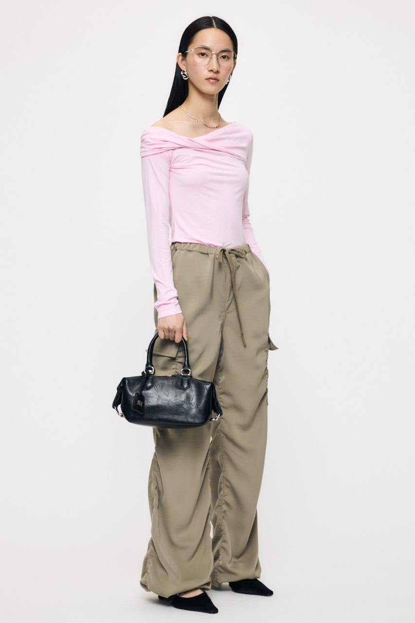 ASYMMETRY TWIST NECK トップス L/PNK FREE