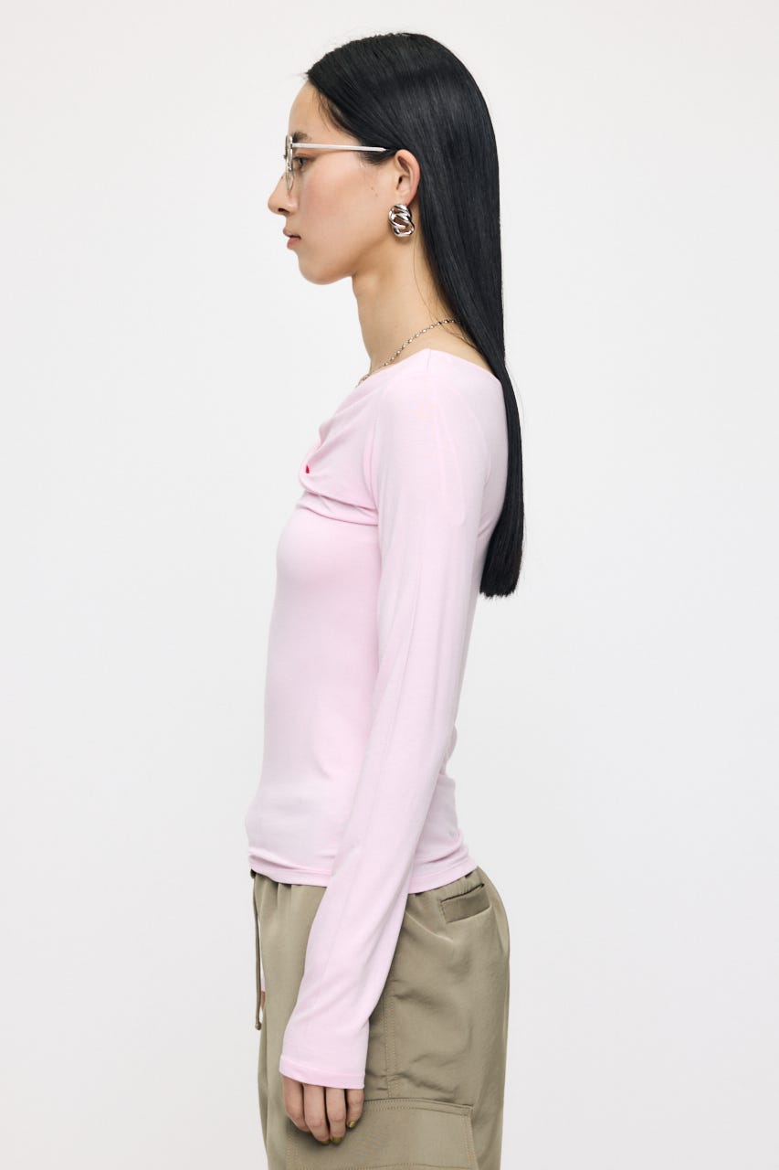 ASYMMETRY TWIST NECK トップス L/PNK FREE