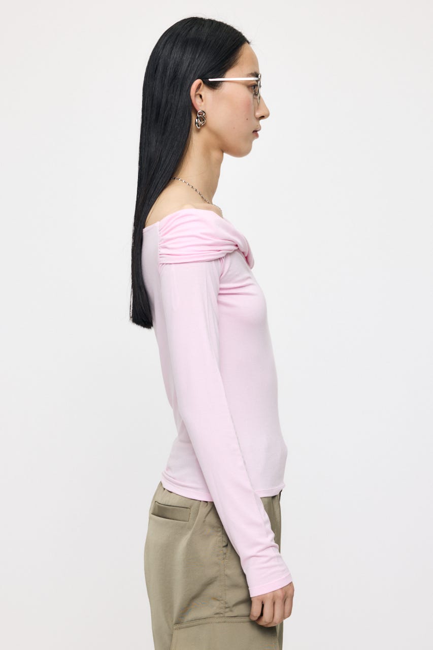 ASYMMETRY TWIST NECK トップス L/PNK FREE