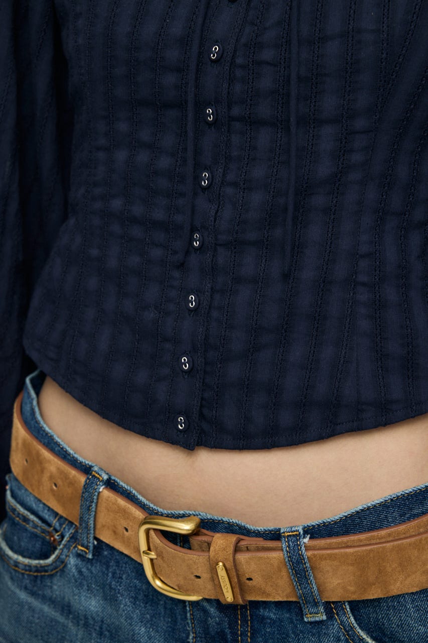 LACE TRIMMED CORSET ブラウス NVY 1