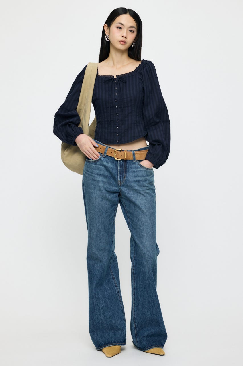 LACE TRIMMED CORSET ブラウス NVY 1