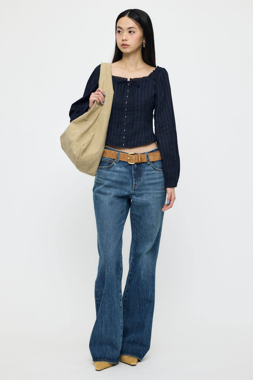 LACE TRIMMED CORSET ブラウス NVY 1