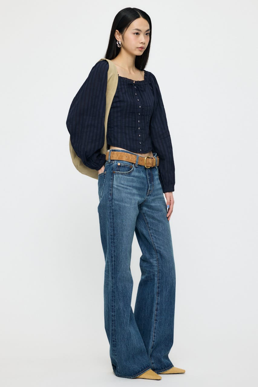 LACE TRIMMED CORSET ブラウス NVY 1