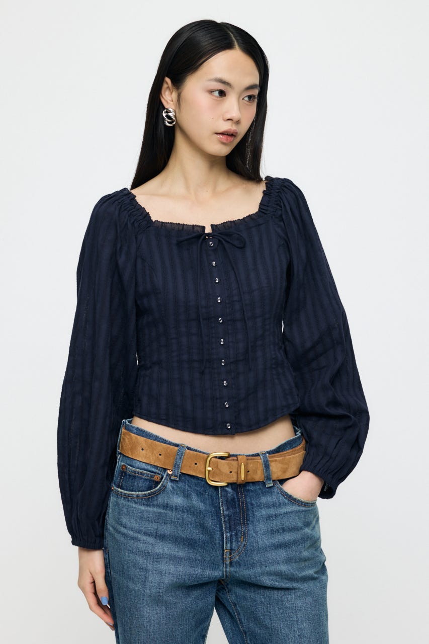 LACE TRIMMED CORSET ブラウス NVY 1