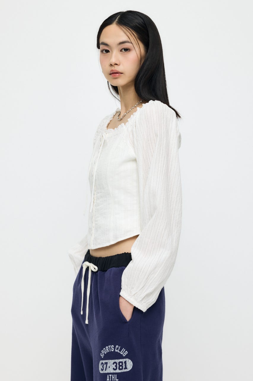 LACE TRIMMED CORSET ブラウス WHT 1