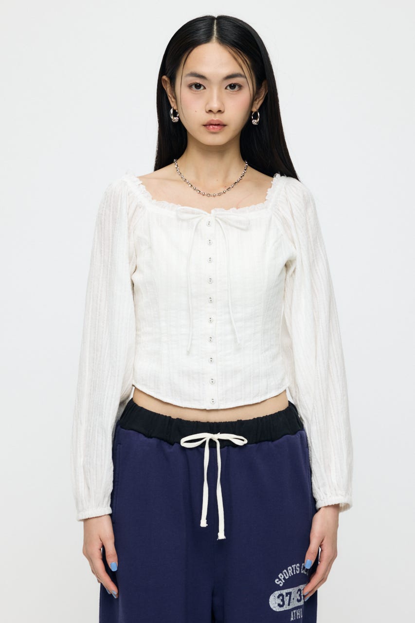 LACE TRIMMED CORSET ブラウス WHT 1