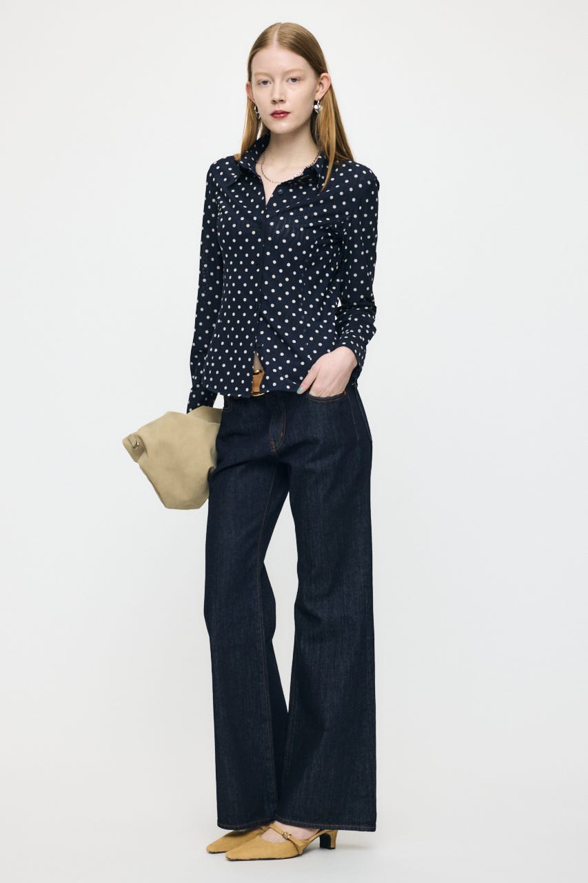 DOT TULLE シャツ 柄NVY FREE