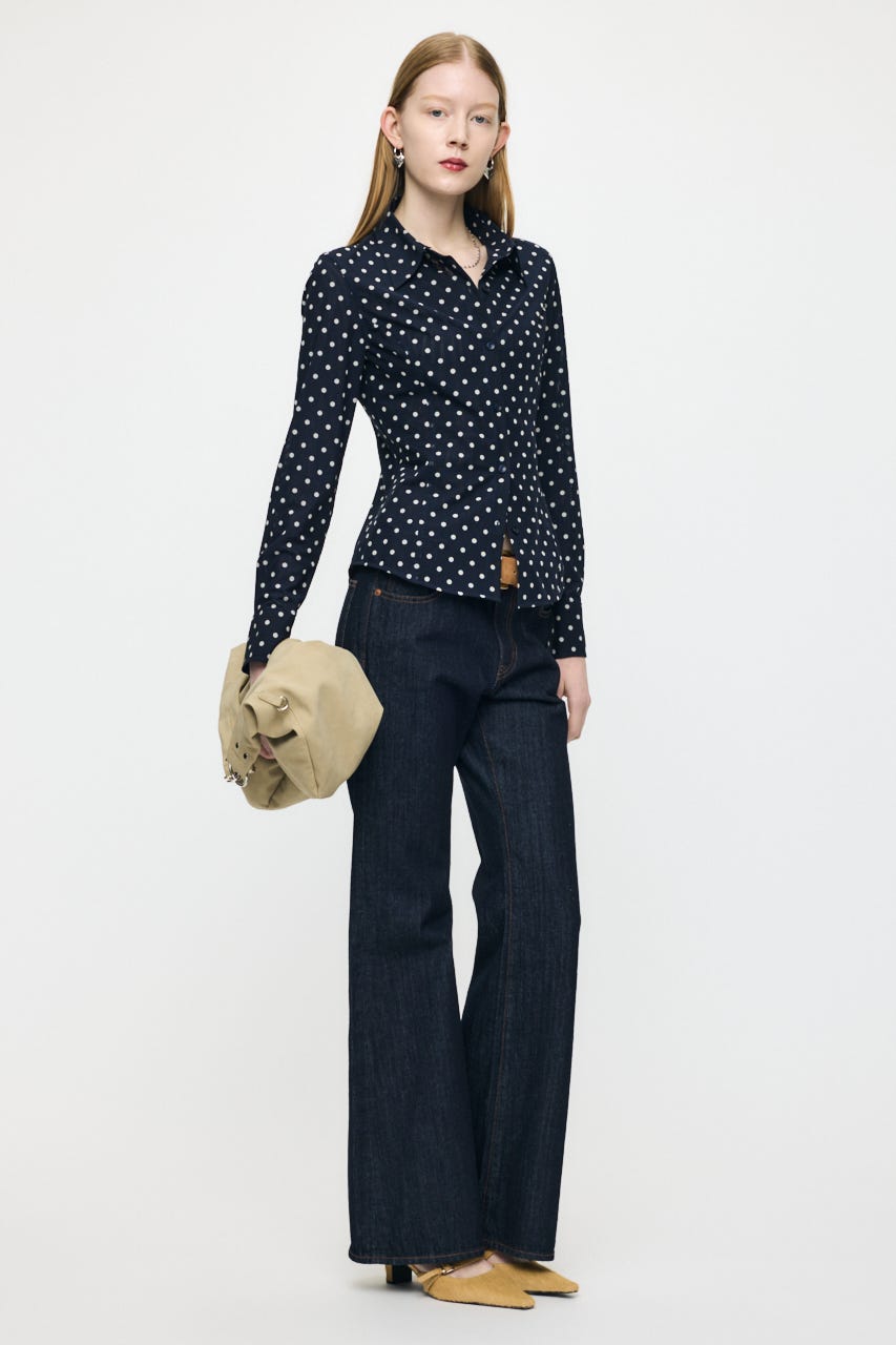 DOT TULLE シャツ 柄NVY FREE