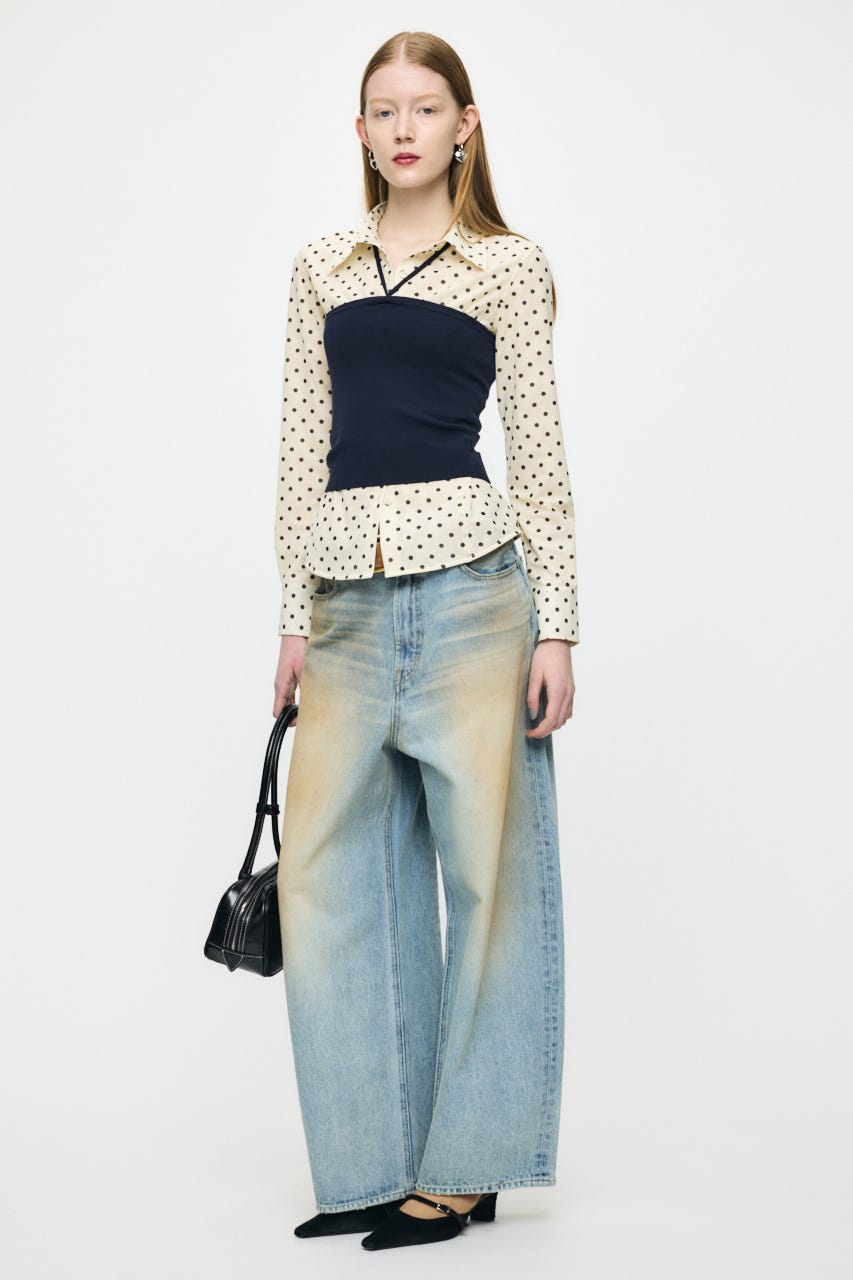 DOT TULLE シャツ 柄WHT FREE