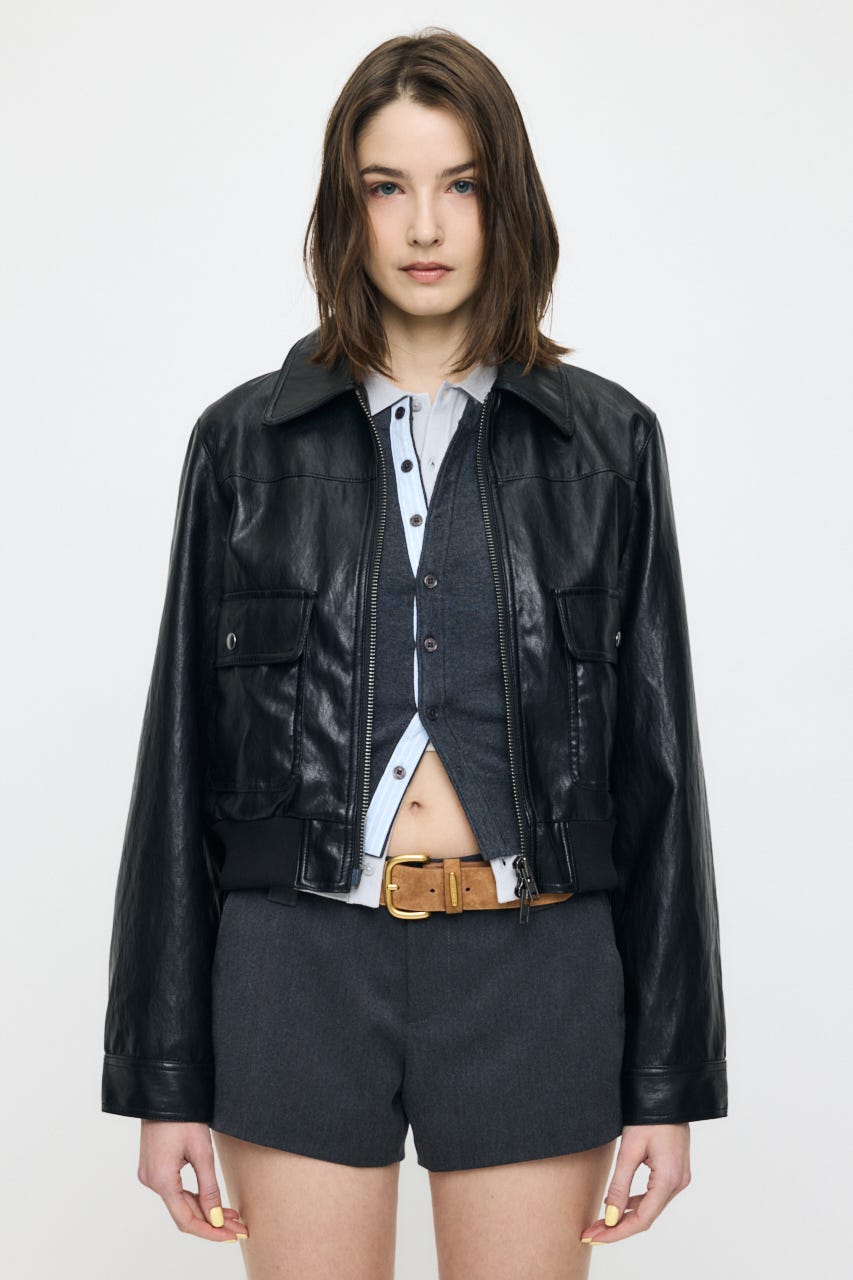 COMPACT F/LEATHER ブルゾン BLK FREE