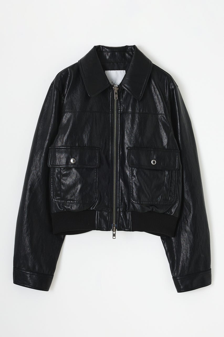 COMPACT F/LEATHER ブルゾン BLK FREE