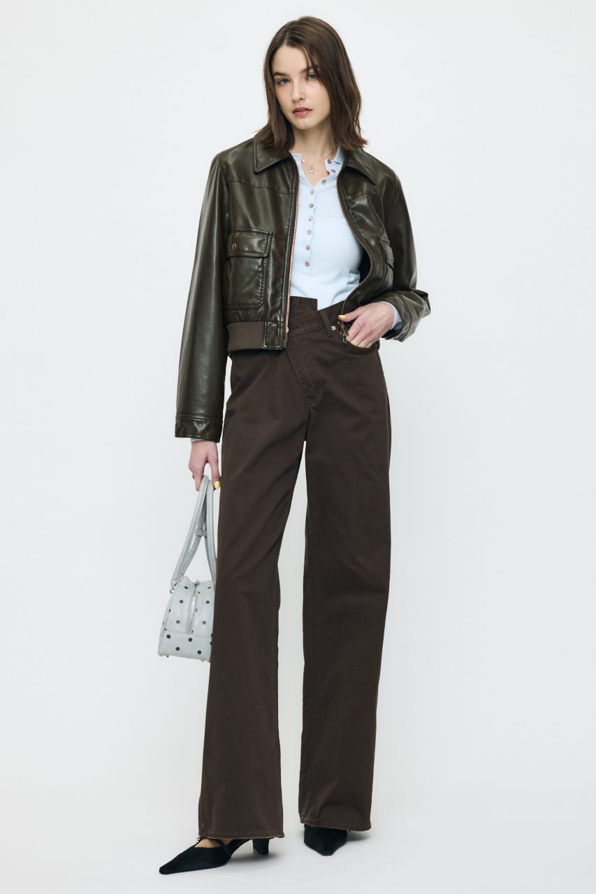 COMPACT F/LEATHER ブルゾン D/BRN FREE