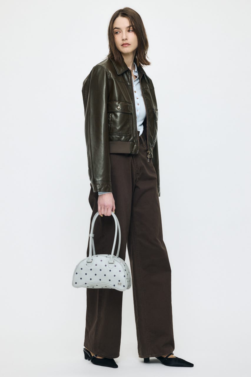 COMPACT F/LEATHER ブルゾン D/BRN FREE