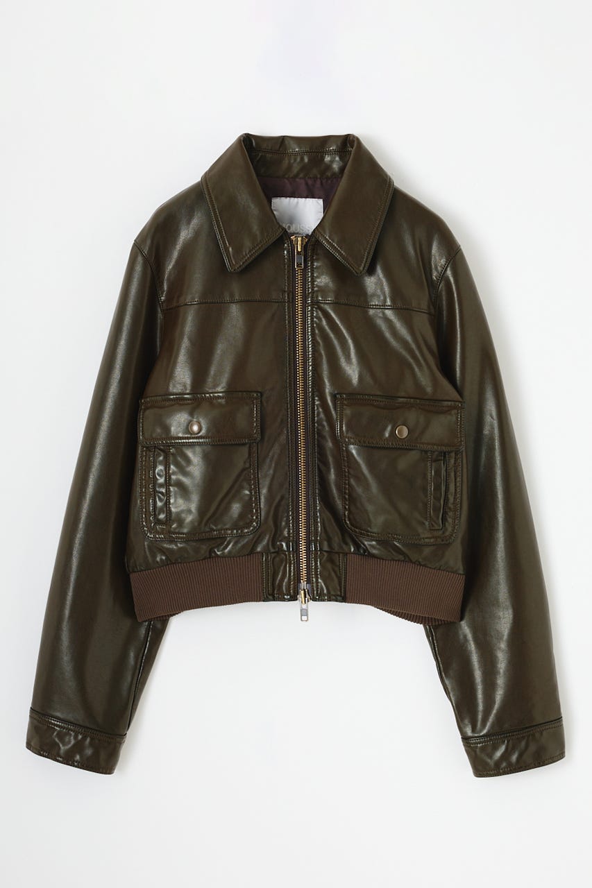 COMPACT F/LEATHER ブルゾン D/BRN FREE