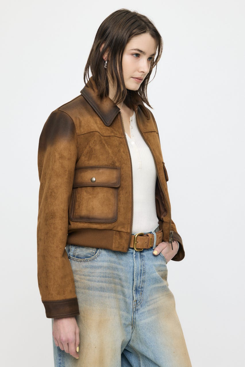 COMPACT F/LEATHER ブルゾン 柄BRN FREE