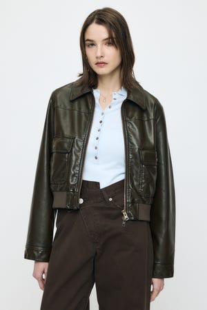 COMPACT F/LEATHER ブルゾン