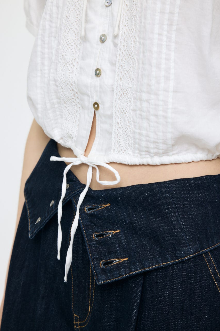 SCOOP NECK PIN TUCK ブラウス WHT FREE