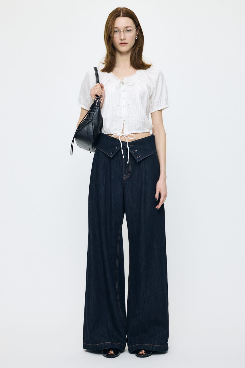 SCOOP NECK PIN TUCK ブラウス WHT FREE