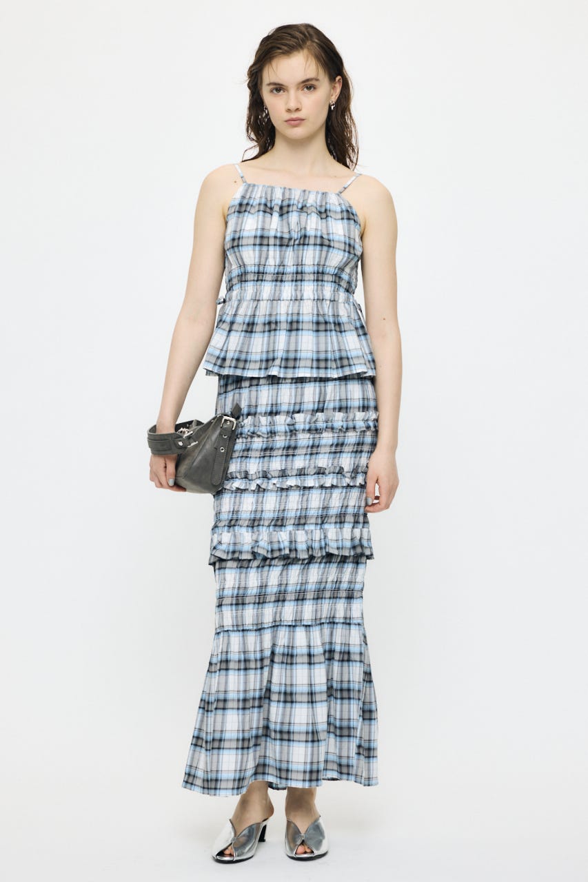PLAID GATHER キャミ 柄WHT FREE