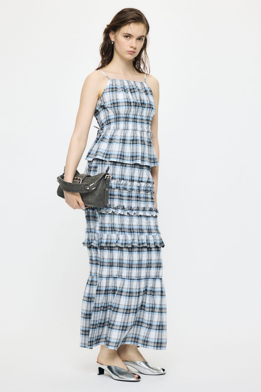PLAID GATHER キャミ 柄WHT FREE
