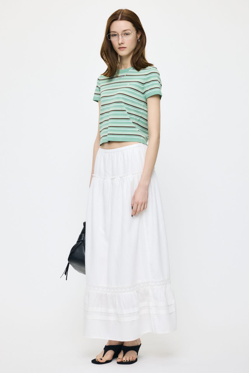 PIN TUCK MAXI スカート WHT 1