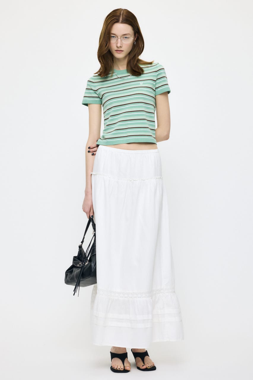 PIN TUCK MAXI スカート WHT 1