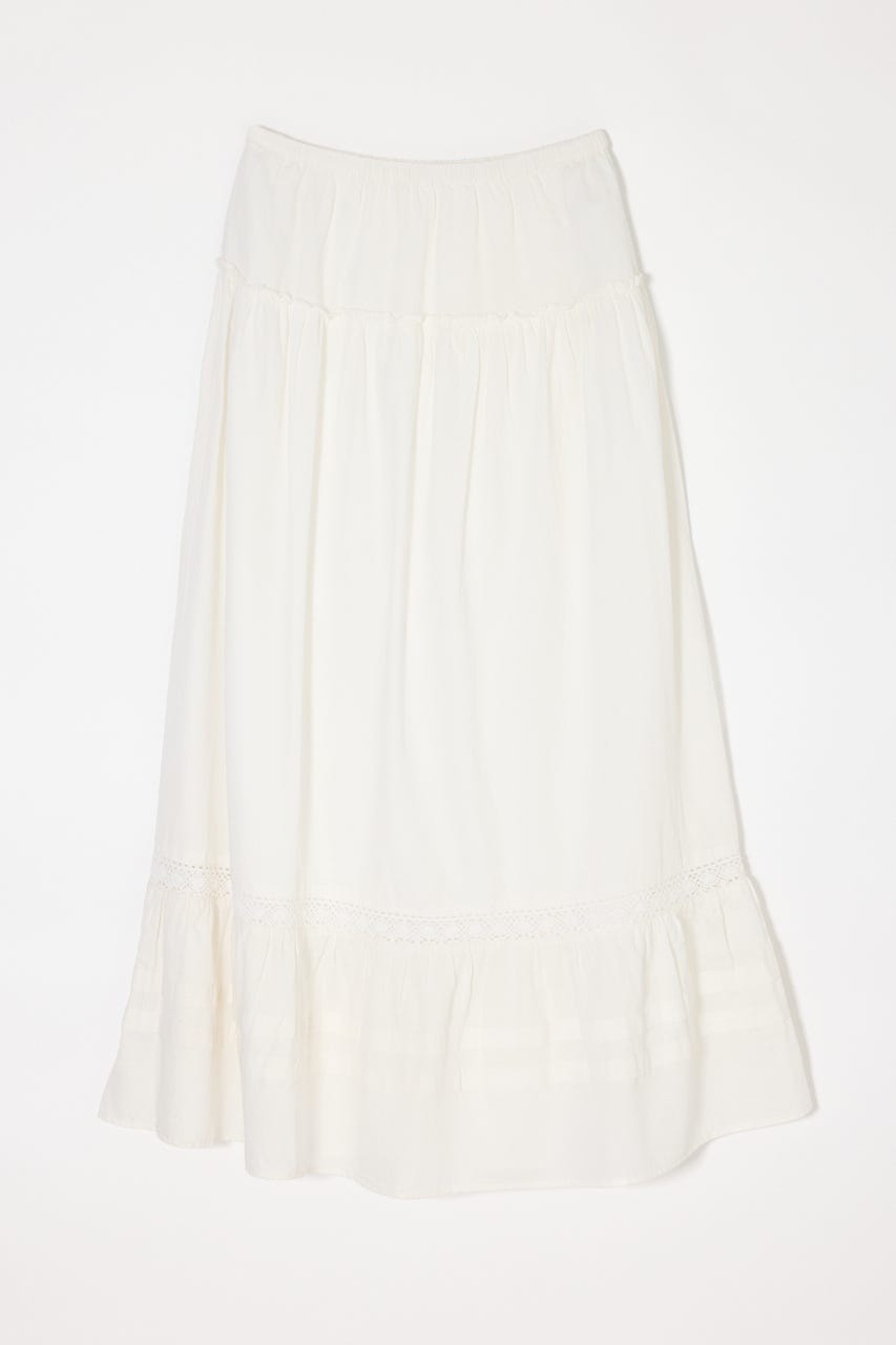 PIN TUCK MAXI スカート WHT 1