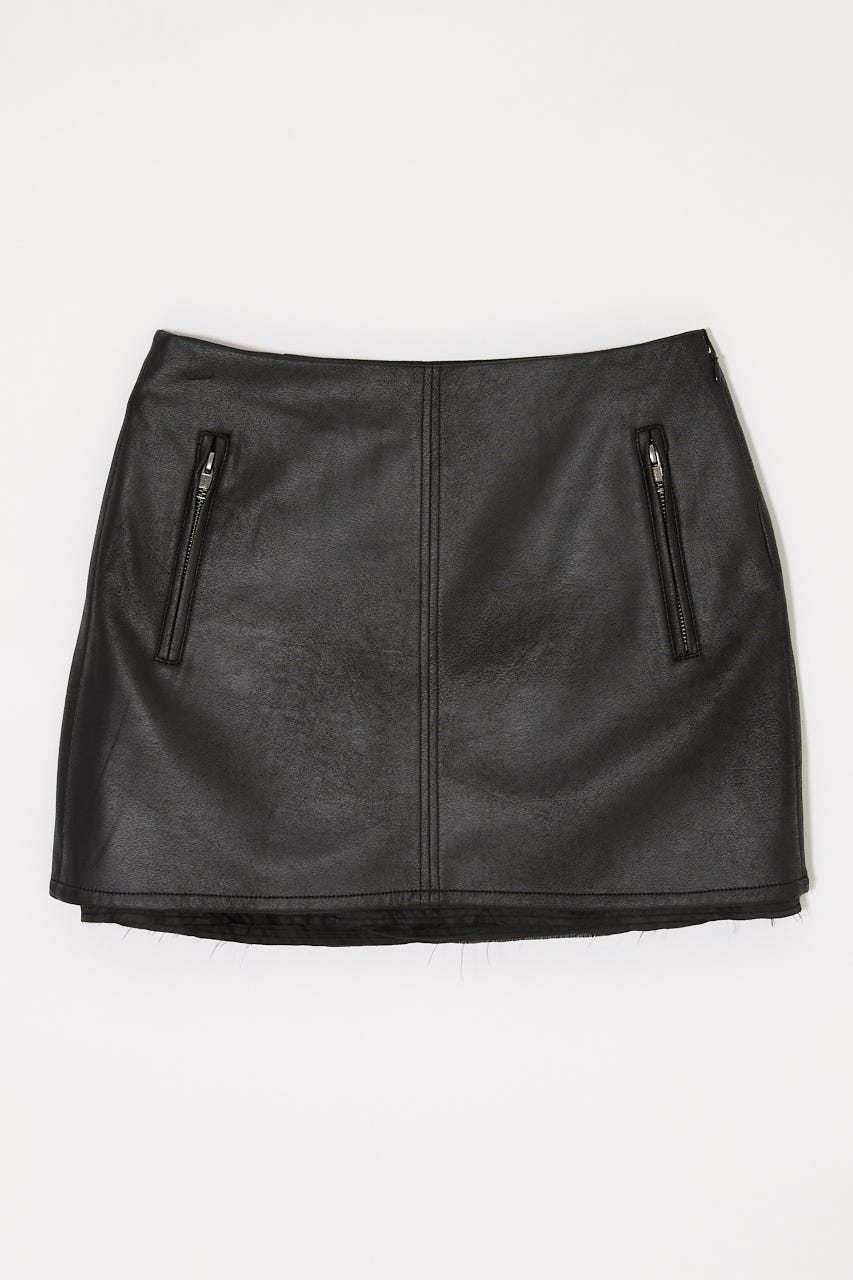 AGED F/LEATHER MINI  スカート BLK 1