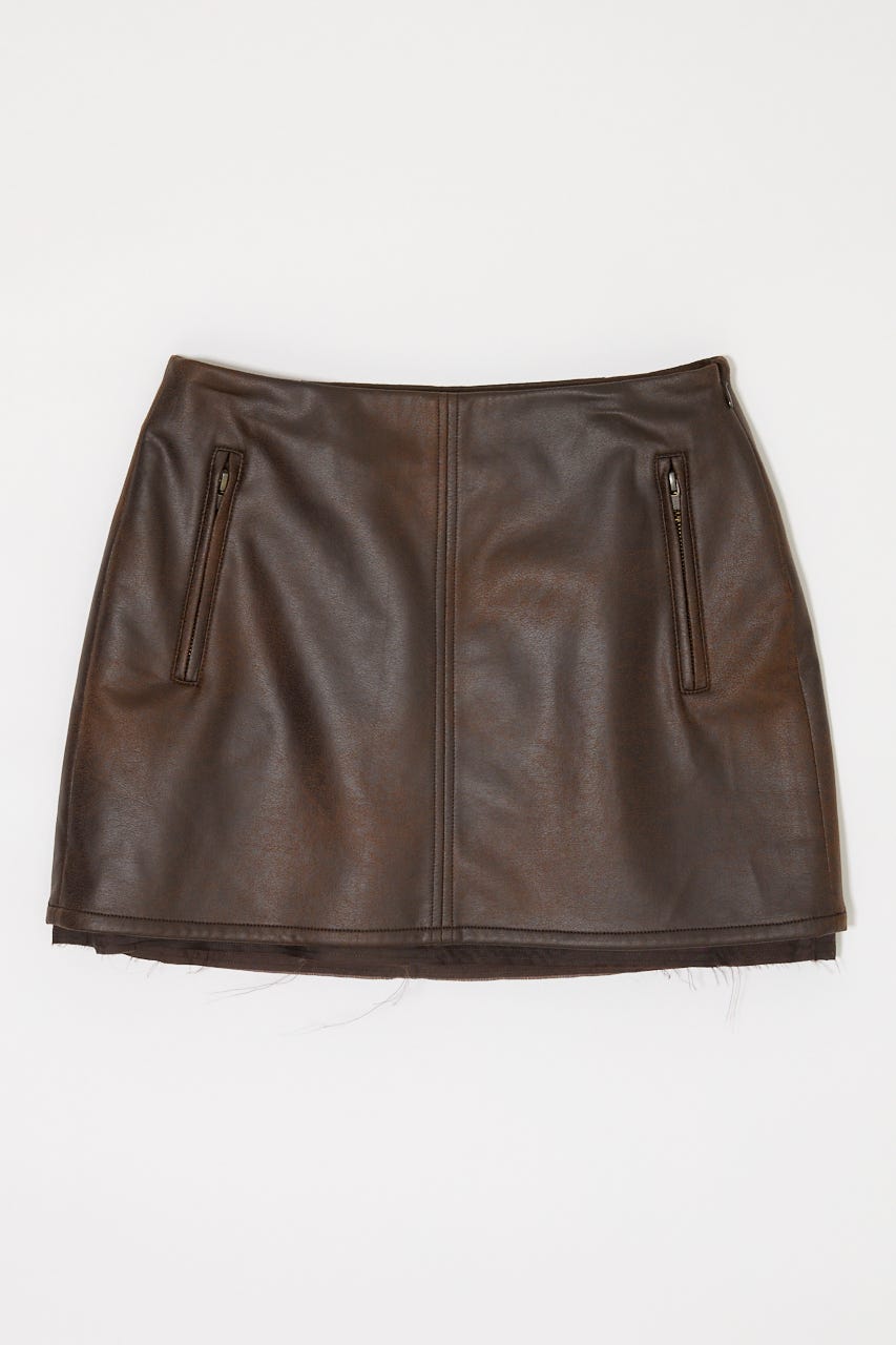 AGED F/LEATHER MINI  スカート BRN 1