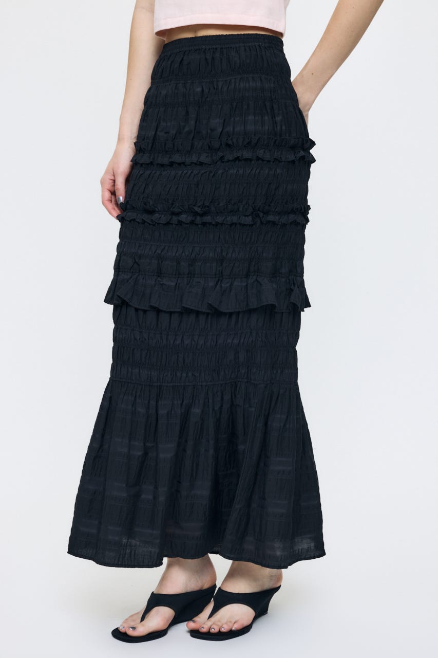 PLAID GATHER MAXI スカート BLK 2