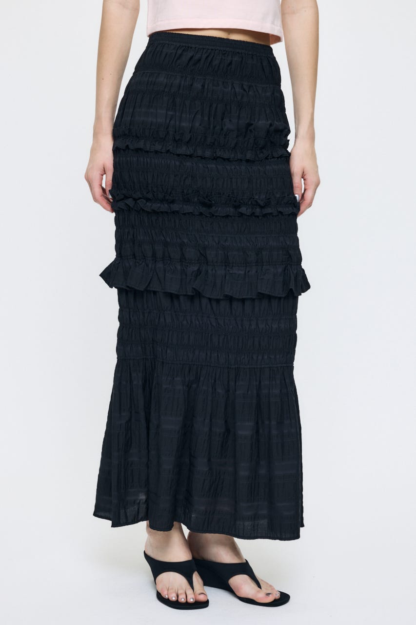 PLAID GATHER MAXI スカート BLK 2