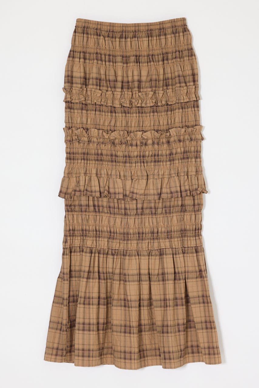 PLAID GATHER MAXI スカート 柄BEG 1