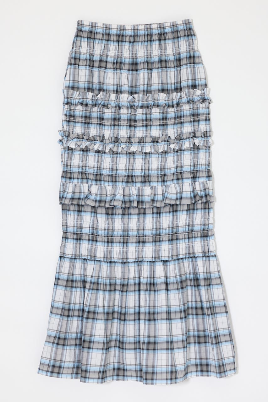 PLAID GATHER MAXI スカート 柄WHT 1