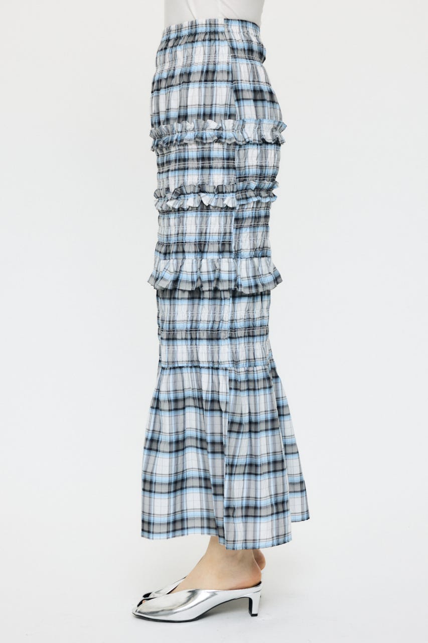 PLAID GATHER MAXI スカート 柄WHT 1