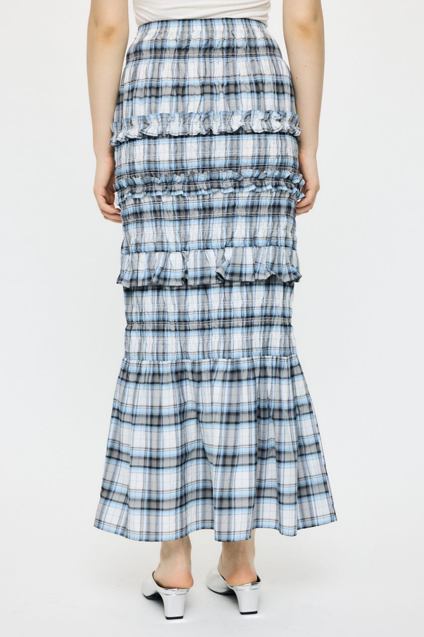 PLAID GATHER MAXI スカート 柄WHT 1